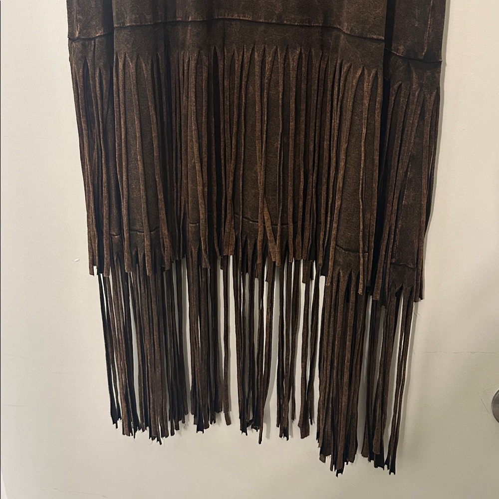 Boho brown fringe skirt size Medium - Picture 3 of 4
